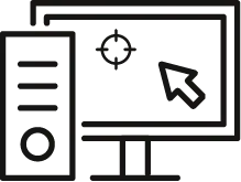 Symbol mit einem Computer derdie Druckvorstufe darstellen soll